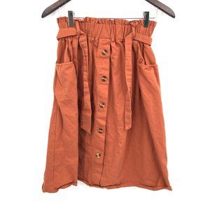 SADIE & sage LOVE 100% Cotton A-Line Skirt Burnt Orange midi cottagecore boho S